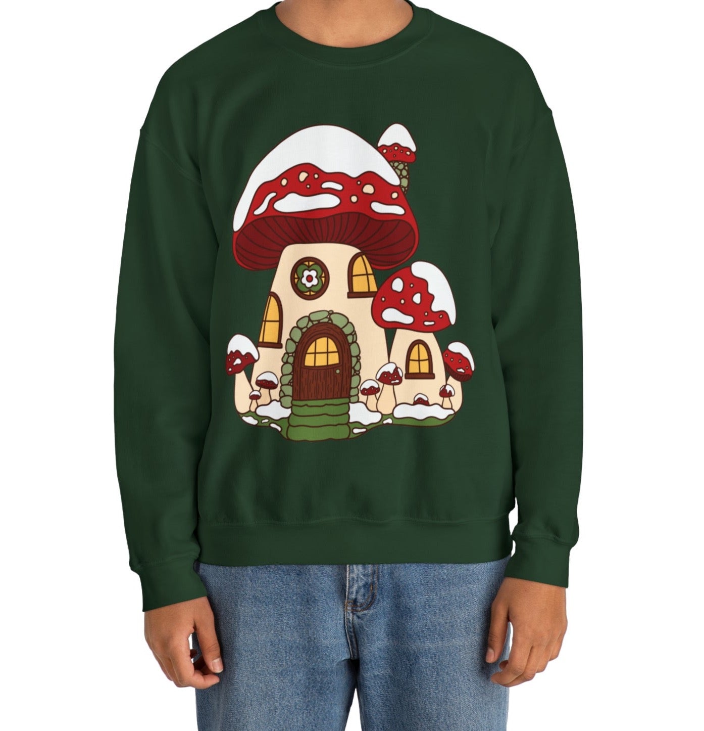 Christmas Mushroom Cottage Crewneck