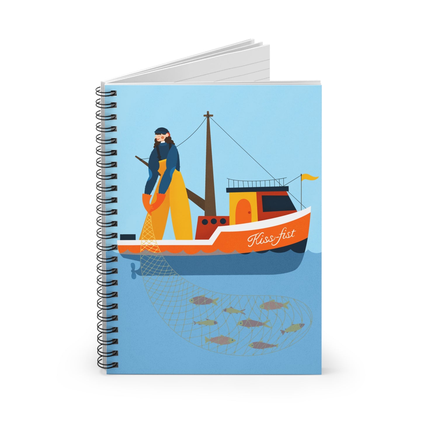 Kiss- fist Ruled Line Spiral Notebook