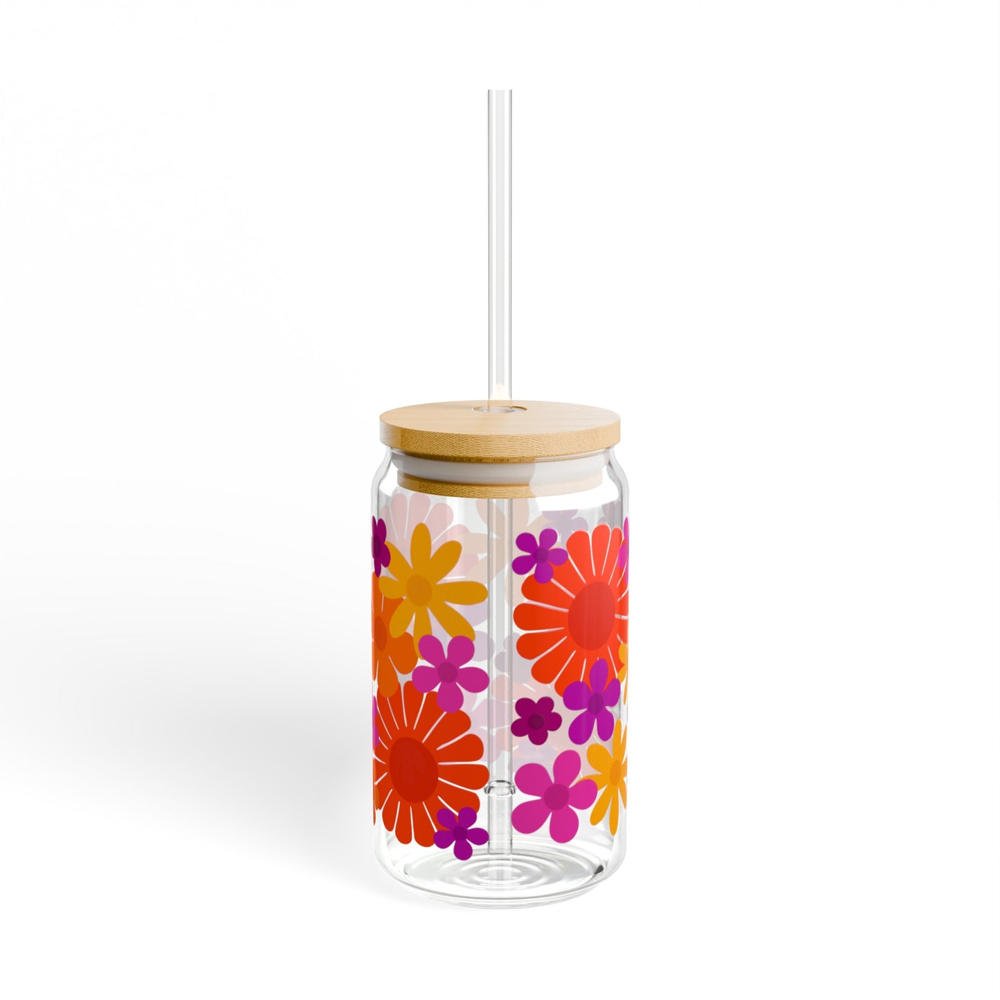 Sunset Flower Power Sipper Glass
