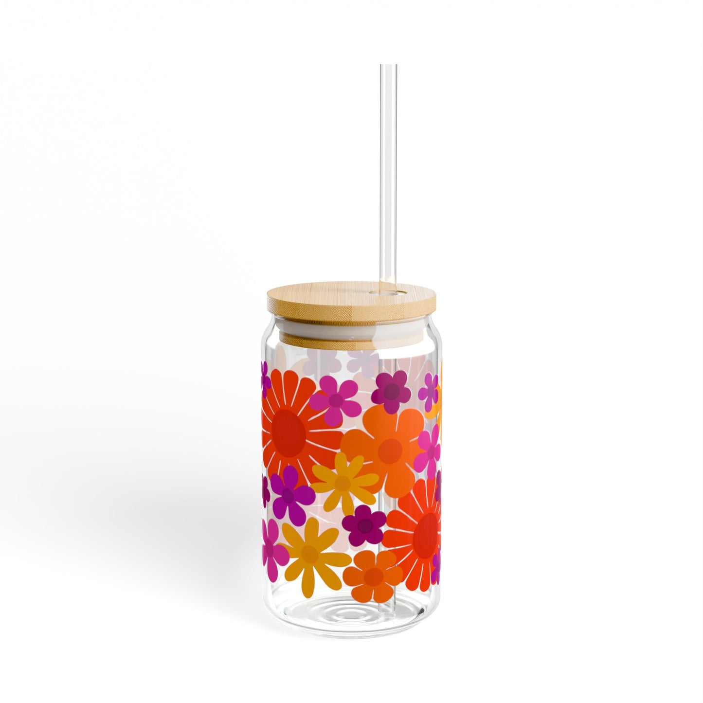 Sunset Flower Power Sipper Glass