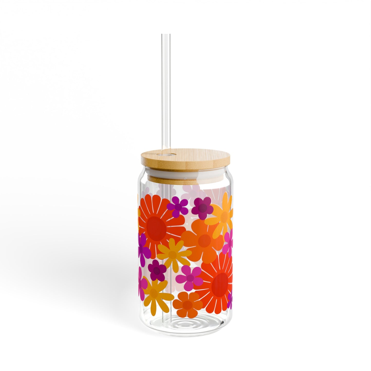 Sunset Flower Power Sipper Glass