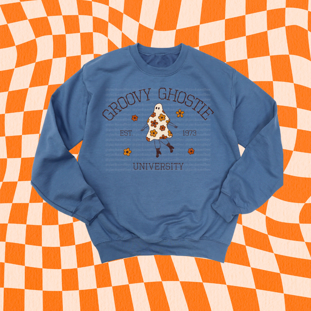 Groovy Ghostie University Crewneck Sweatshirt