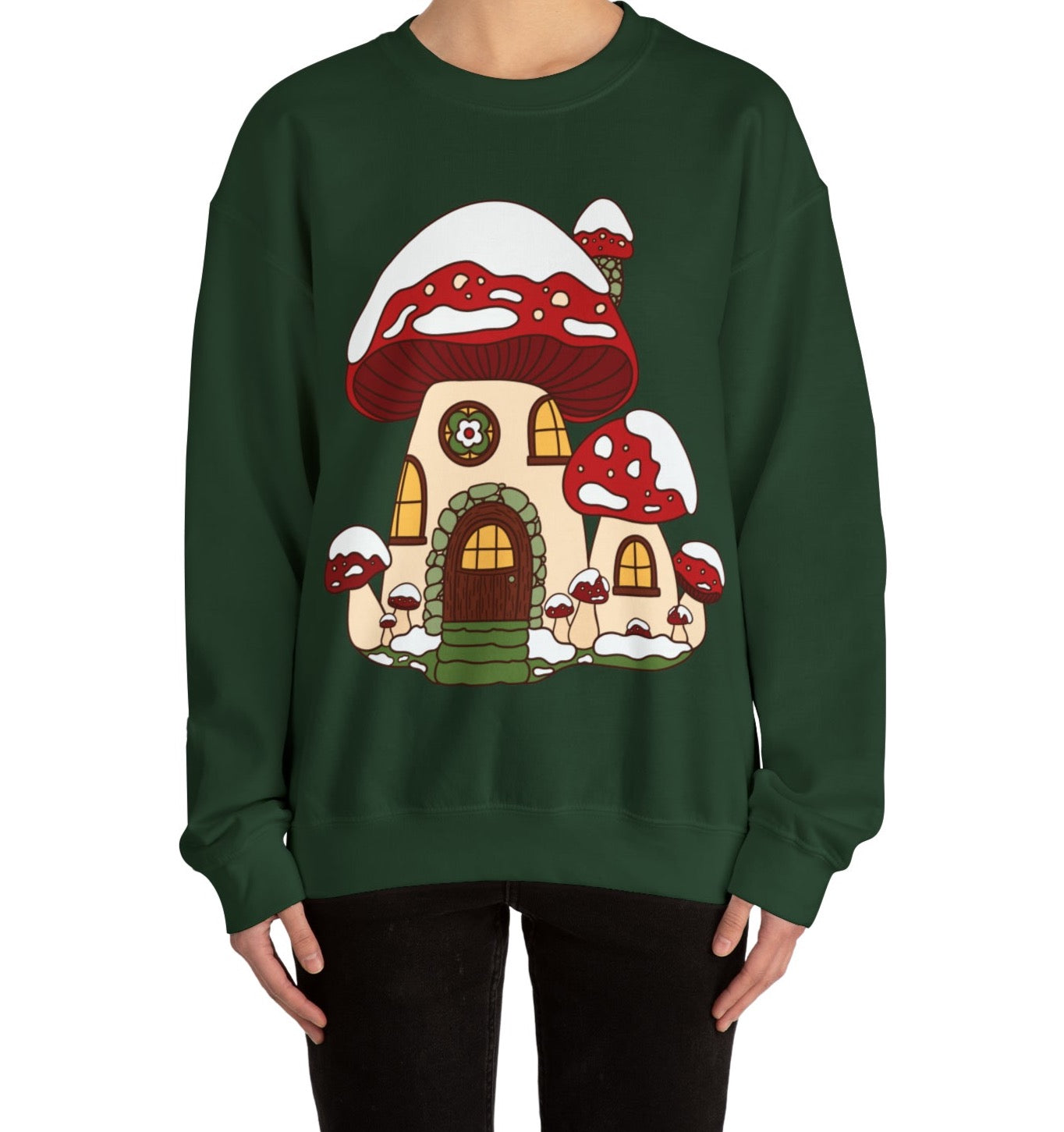 Christmas Mushroom Cottage Crewneck