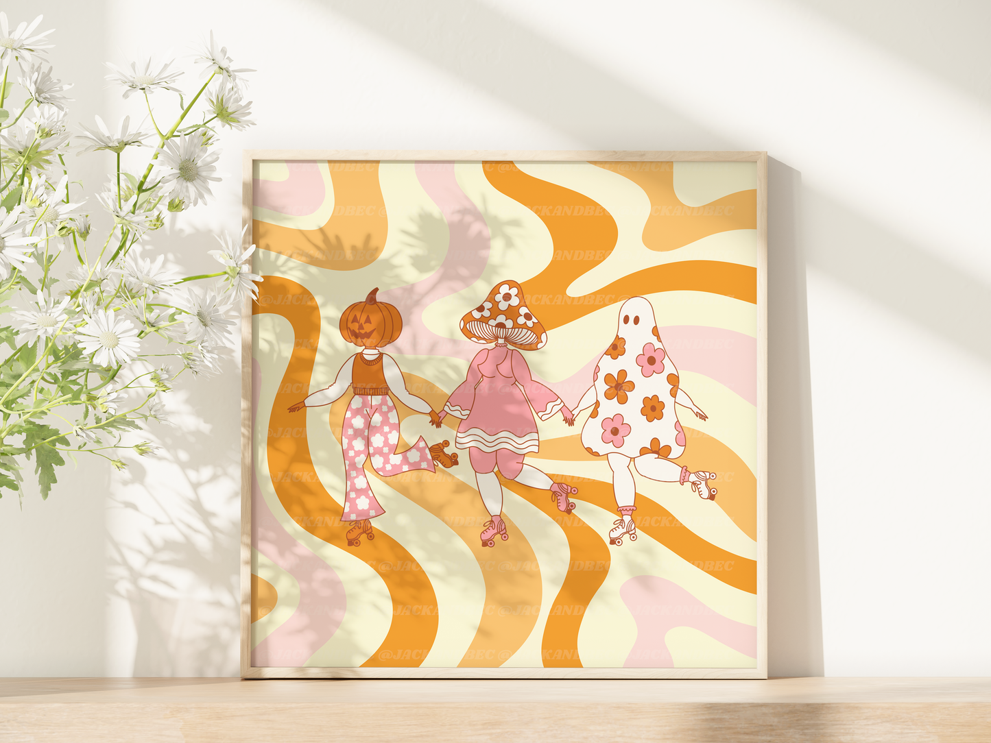 "Halloween Skaters" Pink Print