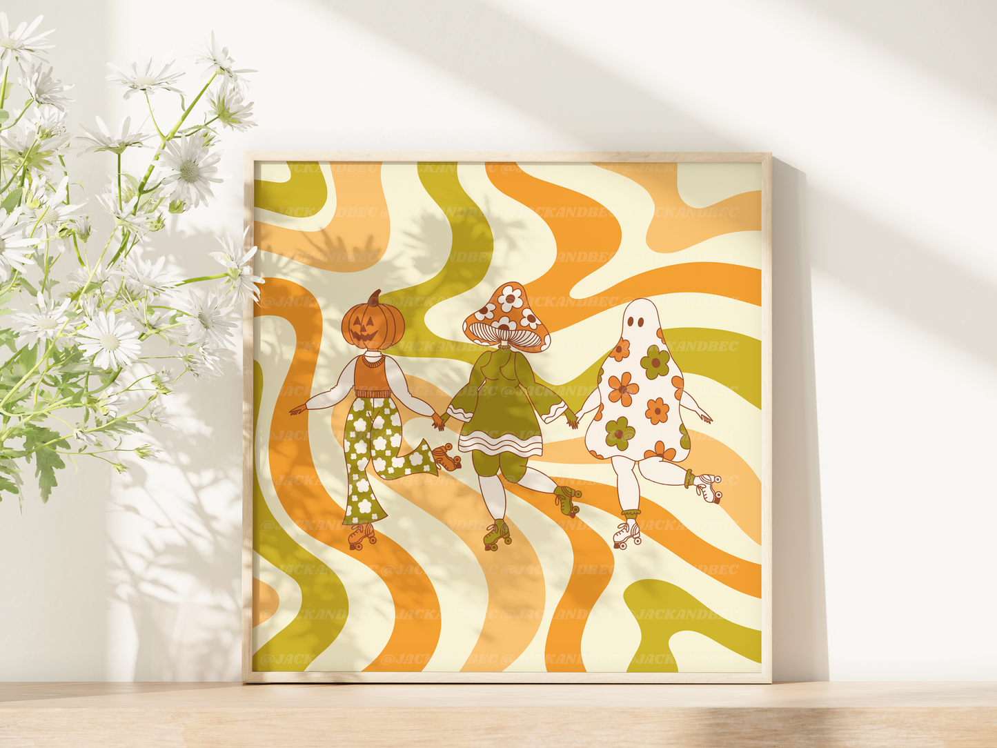 "Halloween Skaters" Green Print