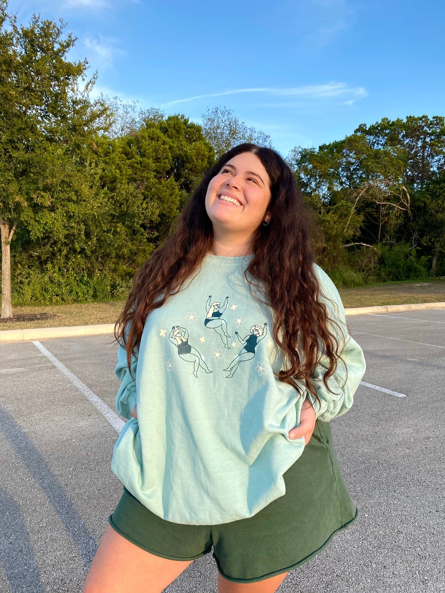 Flower Child Crewneck Sage Green
