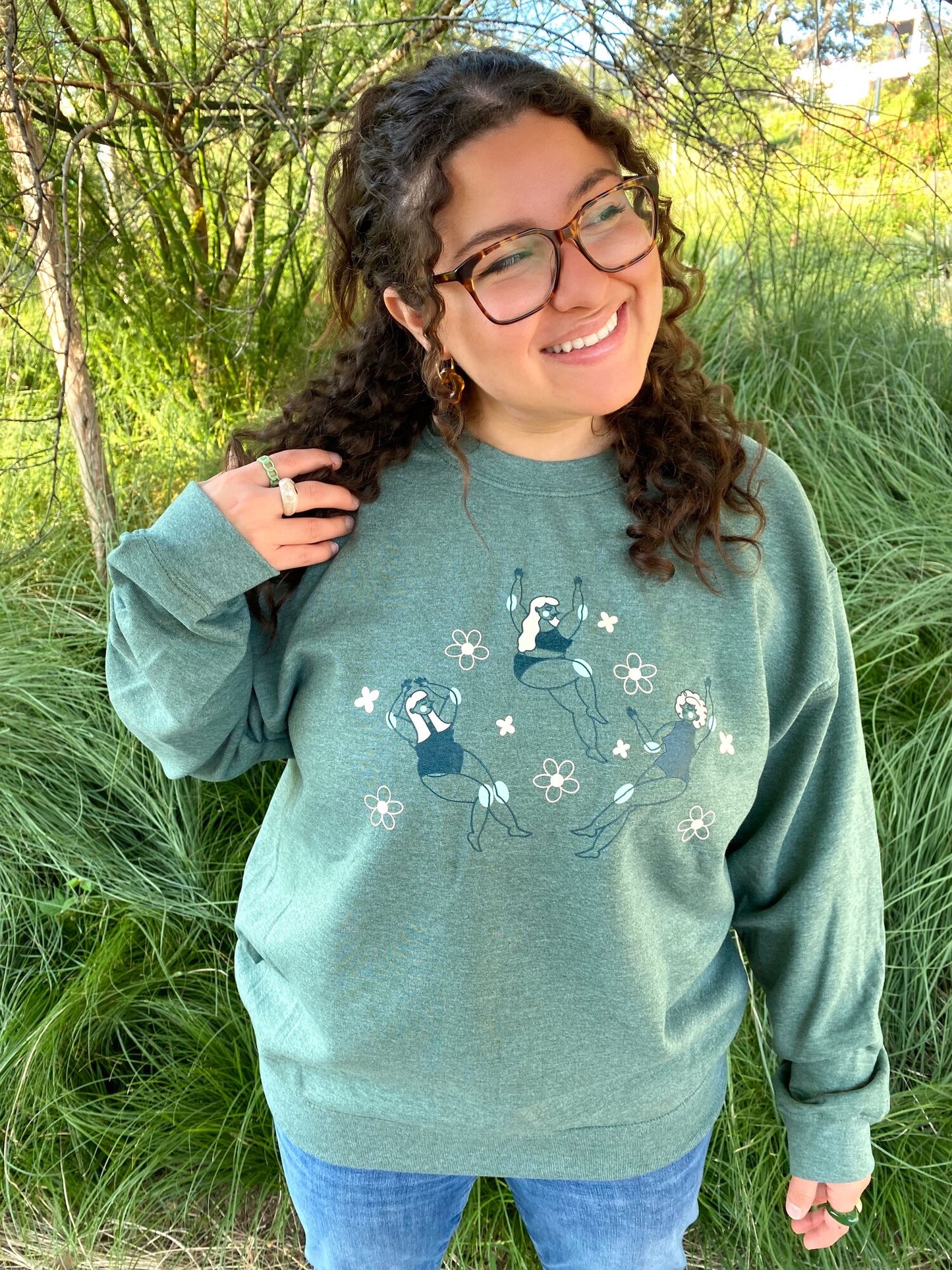 Flower Child Crewneck Sage Green