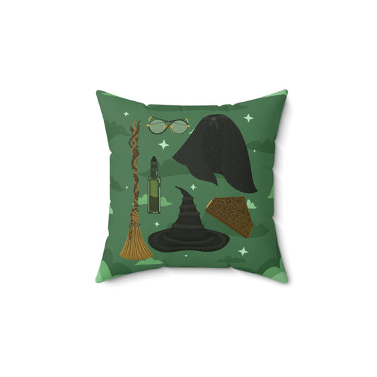 Green Witch Square Pillow