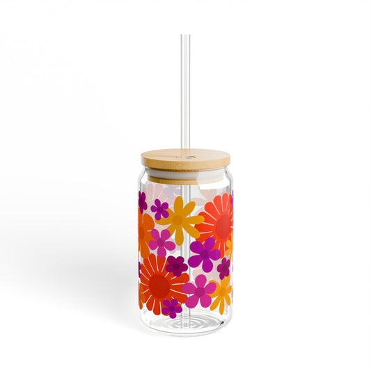 Sunset Flower Power Sipper Glass
