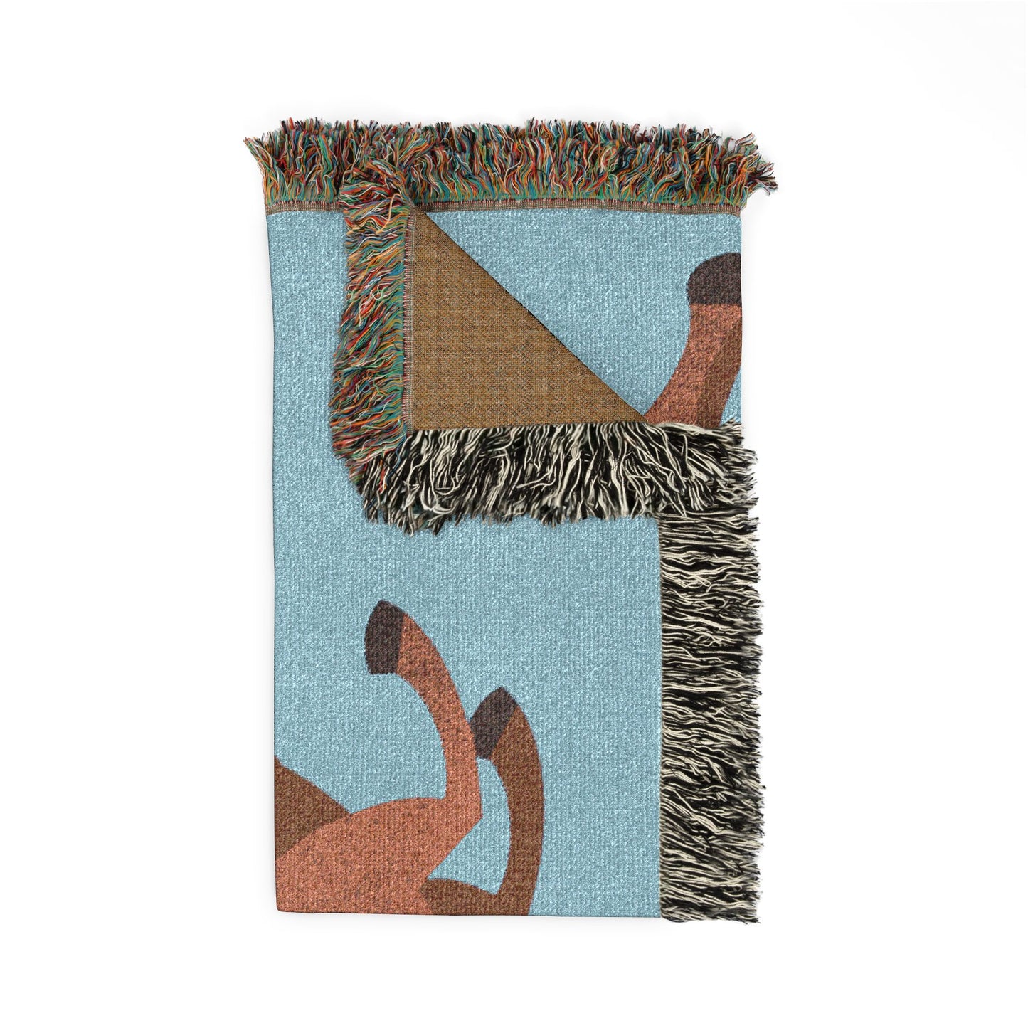 Blue Horse Girl Woven Blanket
