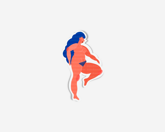 Coral and Blue Babe Sticker