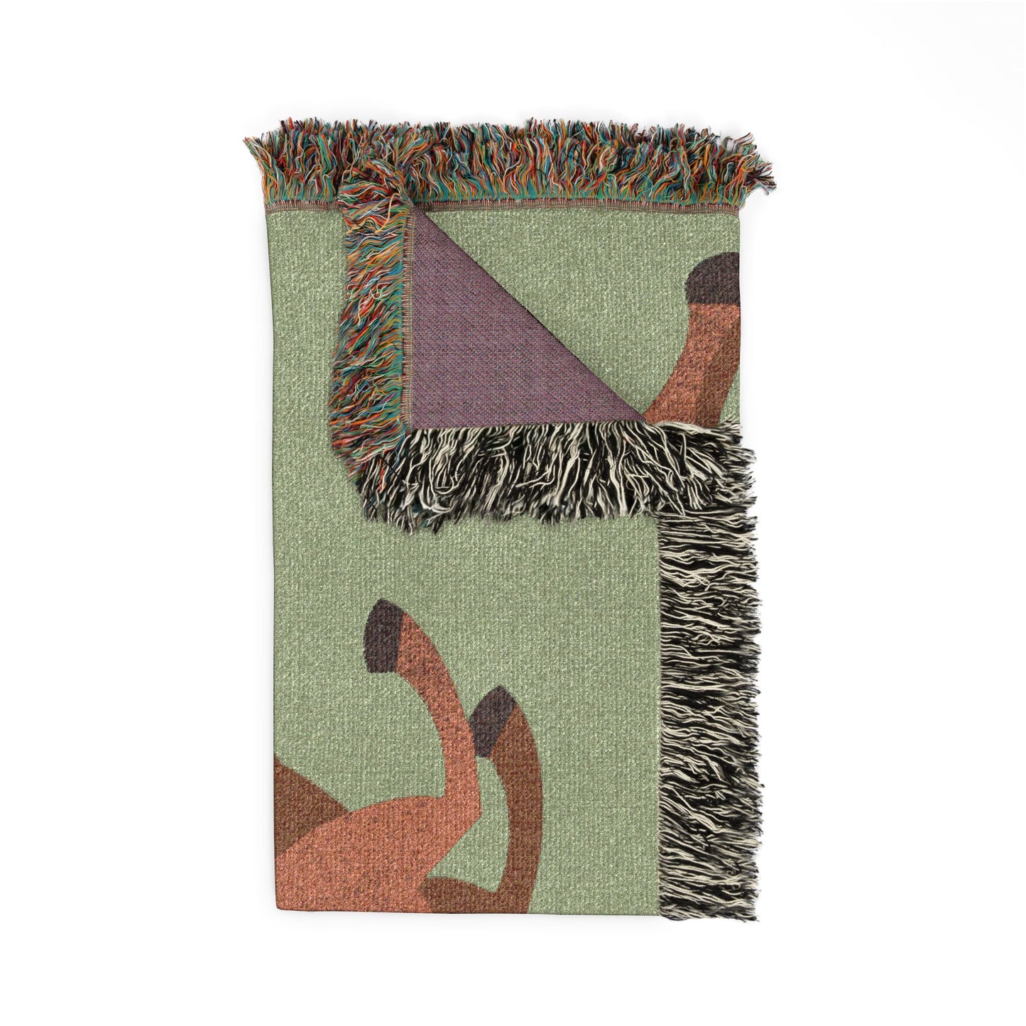 Green Horse Girl Woven Blanket