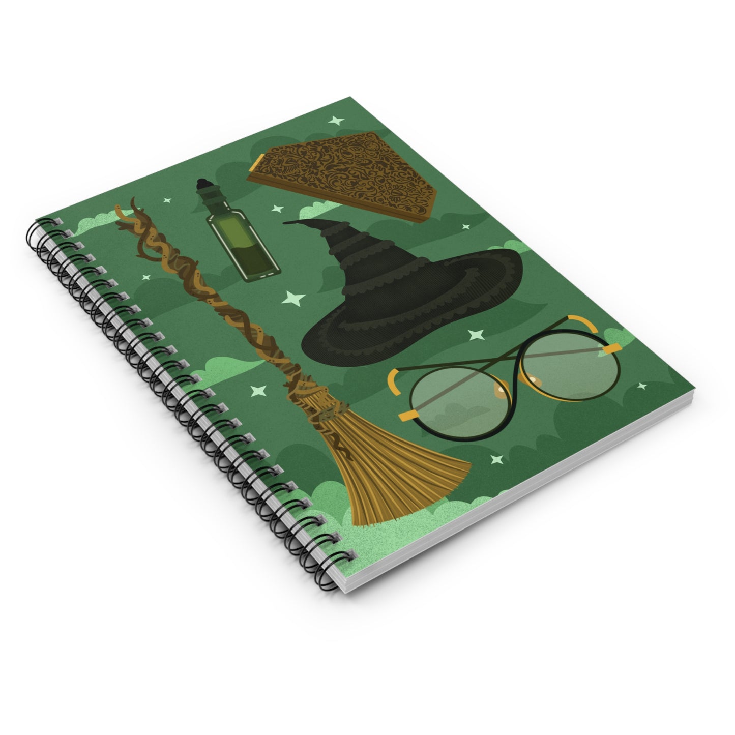 Green Witch Ruled Line Spiral Notebook