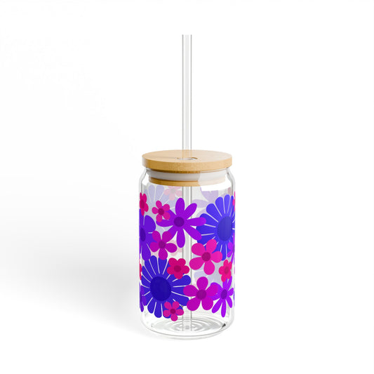 Sapphire Flower Power Sipper Glass