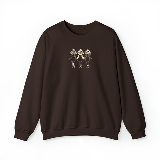 Retro Mushroom Ladies Crewneck Dark Chocolate