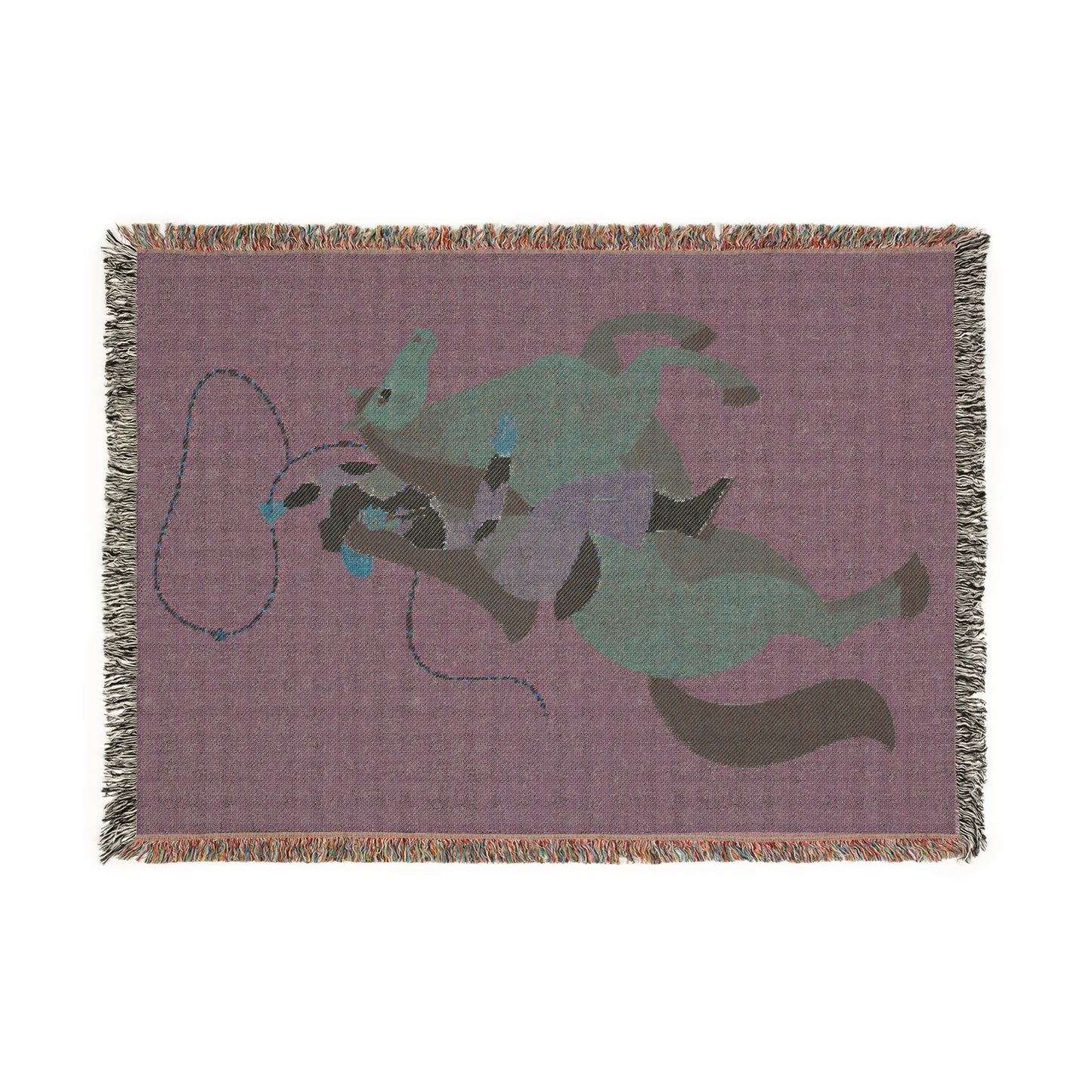 Green Horse Girl Woven Blanket