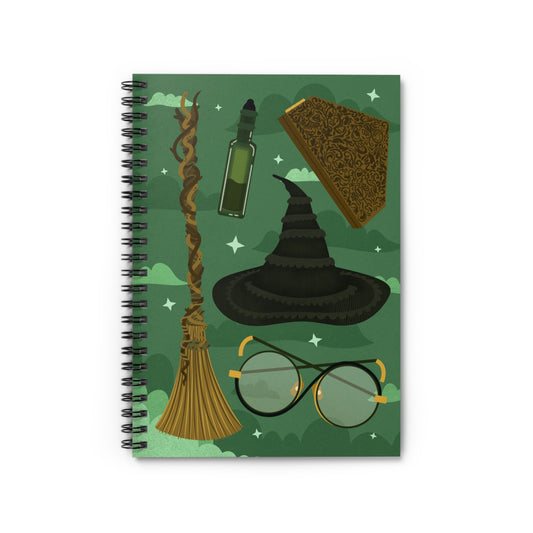 Green Witch Ruled Line Spiral Notebook