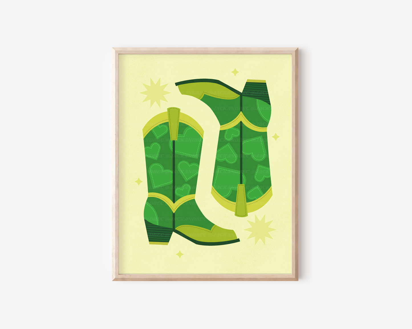 "Green Heart Boots" Print