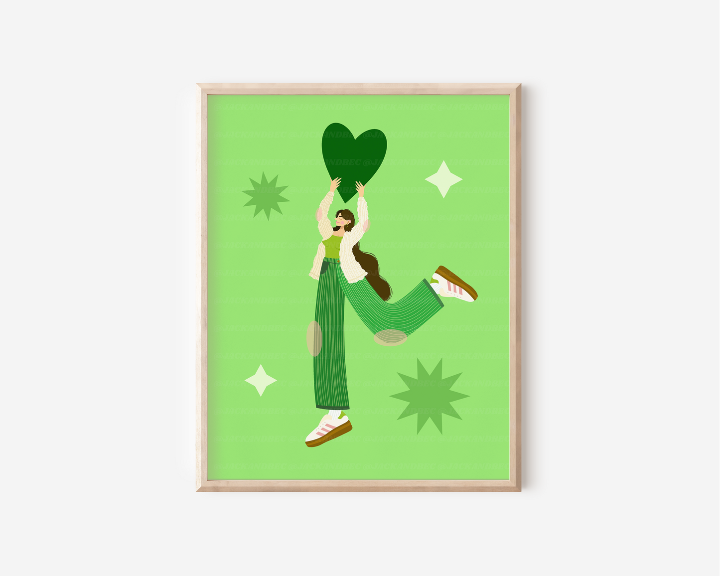 "Green Heart Girl" Print