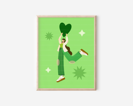 "Green Heart Girl" Print