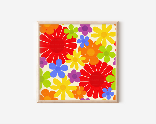 Rainbow Flower Power Print
