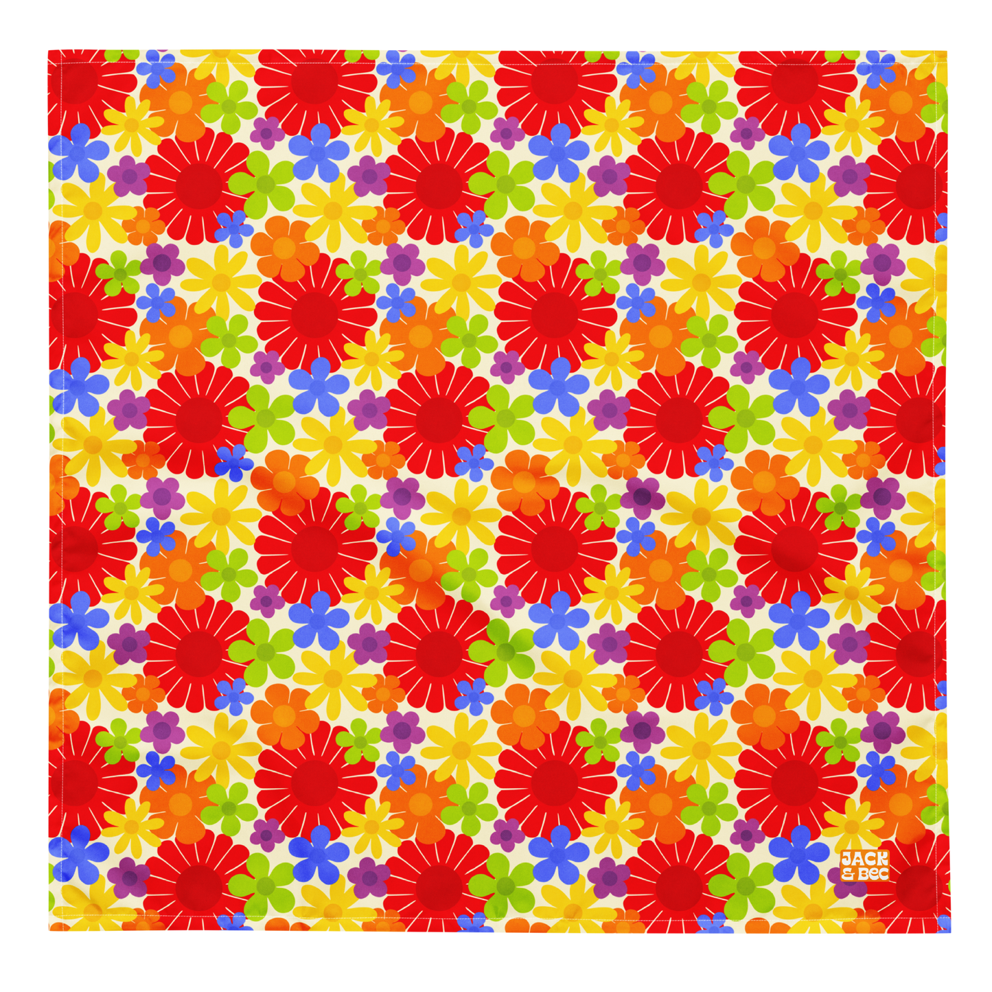 Rainbow Flower Power Bandana