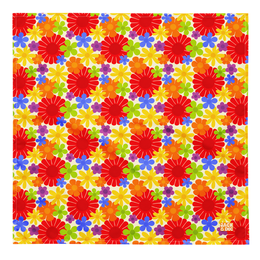 Rainbow Flower Power Bandana