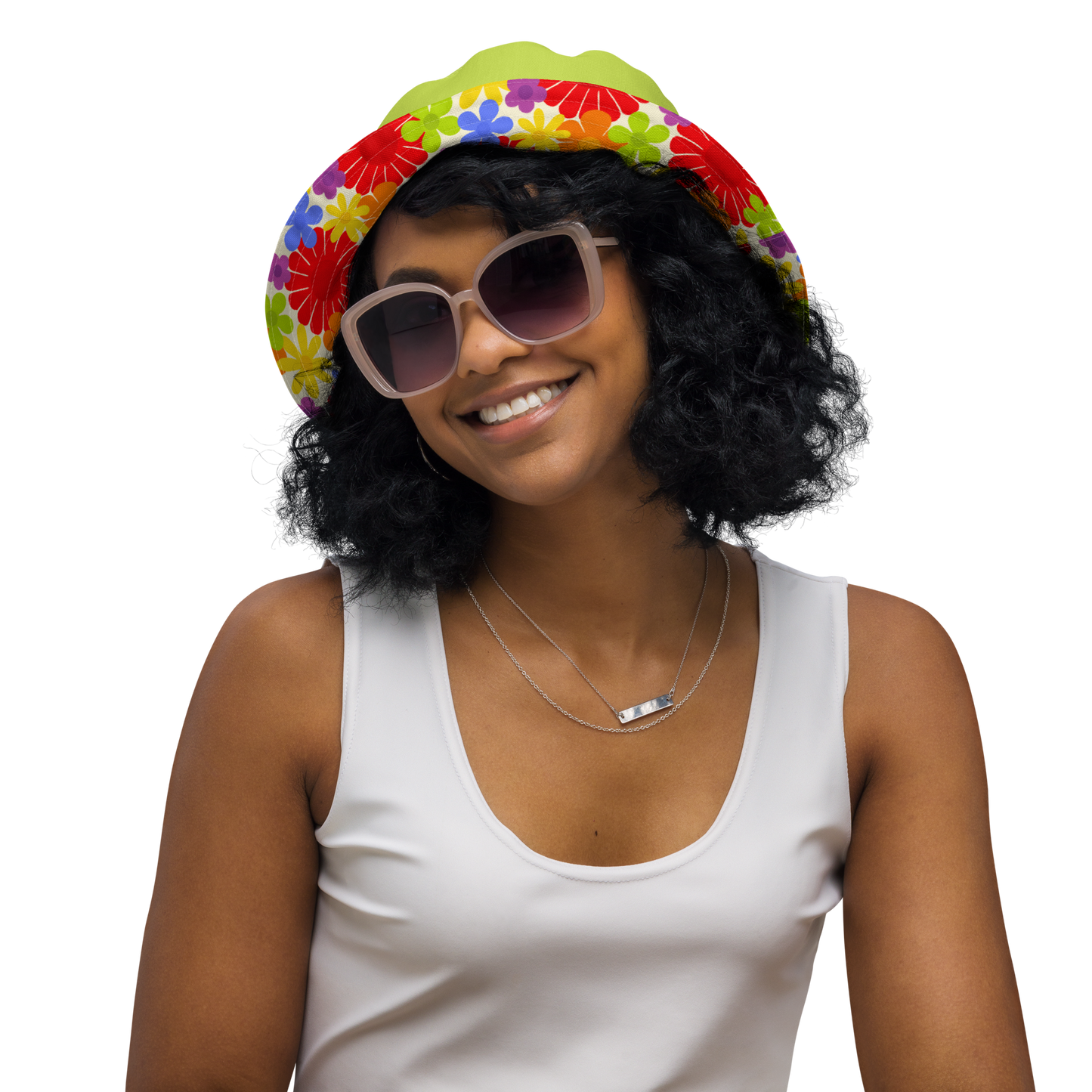 Rainbow Flower Power Reversible Bucket Hat