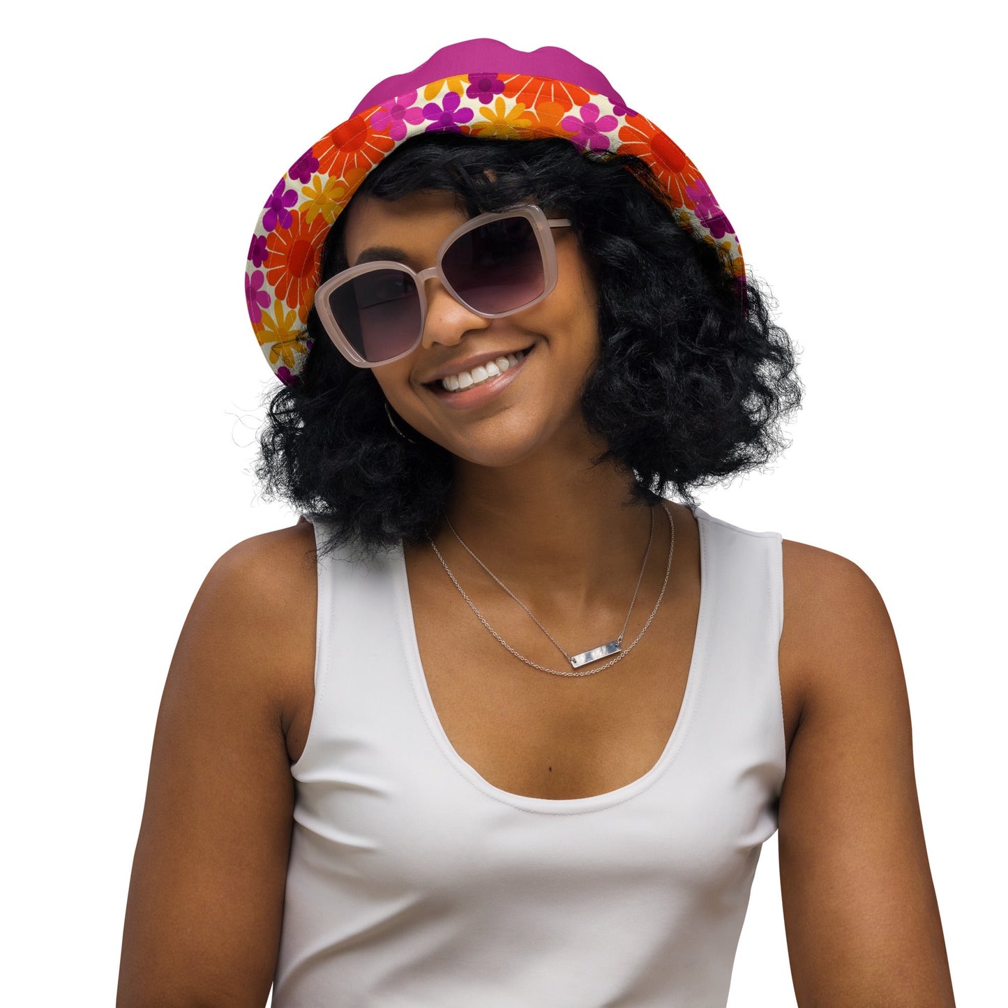 Sunset Flower Power Reversible Bucket Hat