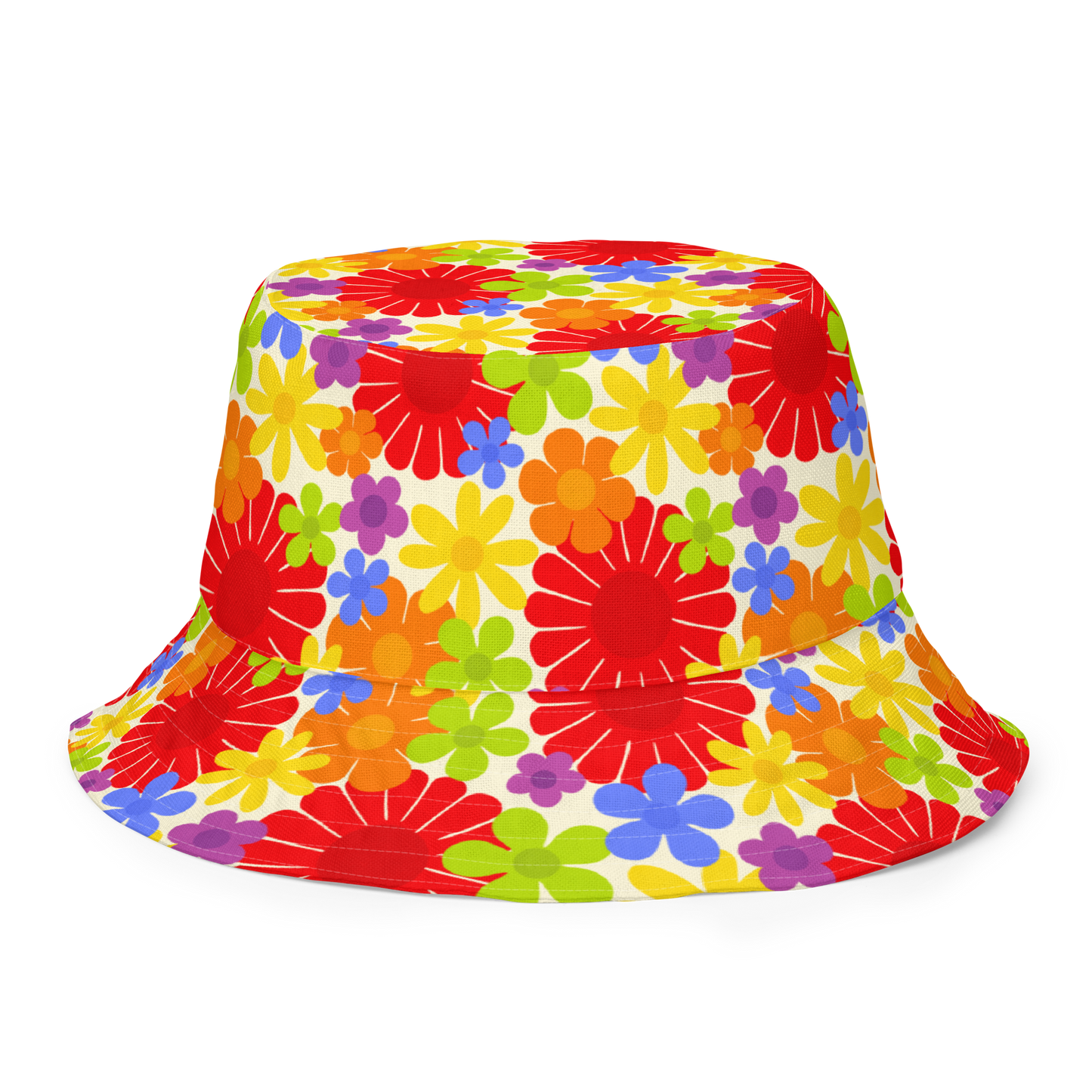 Rainbow Flower Power Reversible Bucket Hat