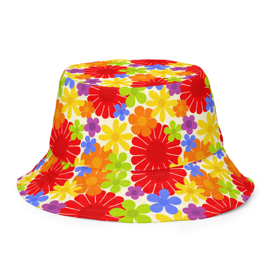 Rainbow Flower Power Reversible Bucket Hat