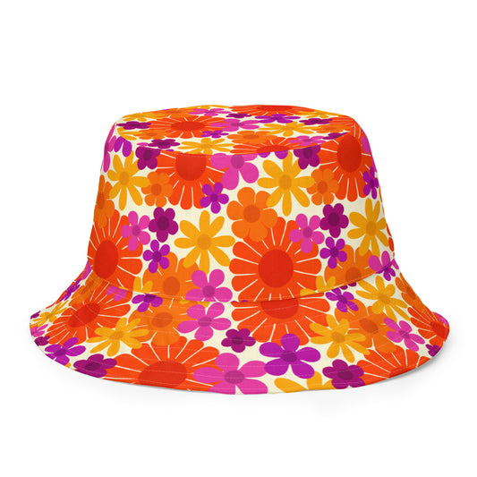 Sunset Flower Power Reversible Bucket Hat