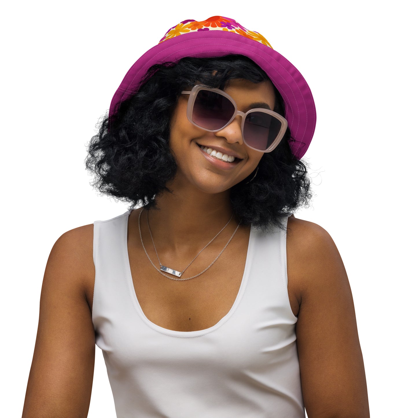 Sunset Flower Power Reversible Bucket Hat