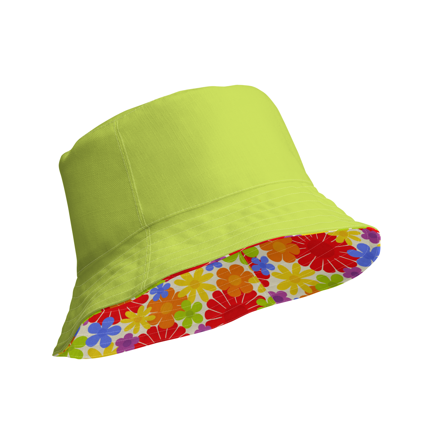 Rainbow Flower Power Reversible Bucket Hat