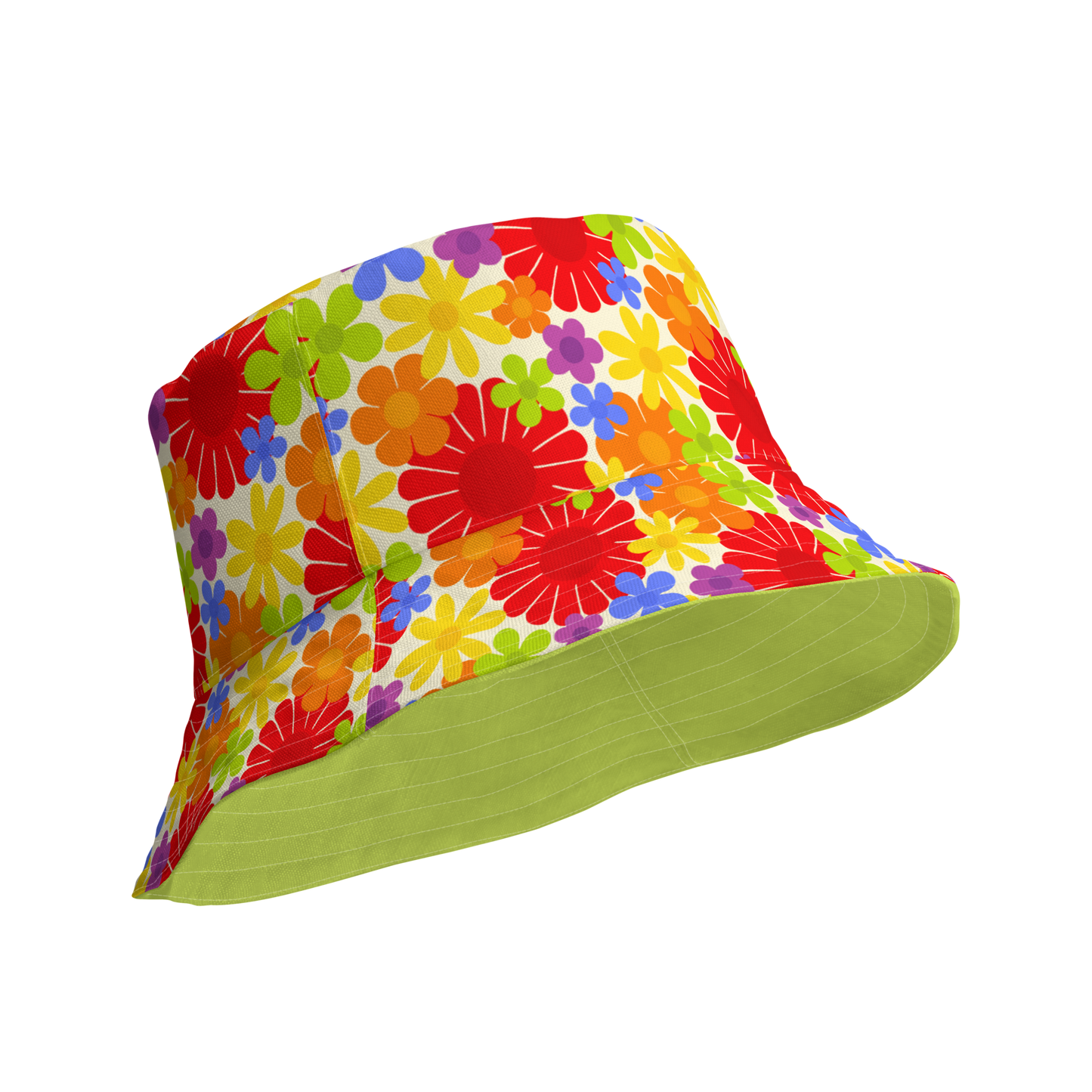 Rainbow Flower Power Reversible Bucket Hat