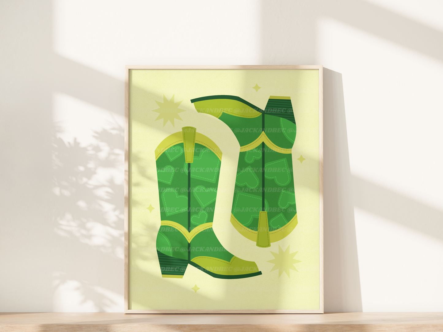 "Green Heart Boots" Print