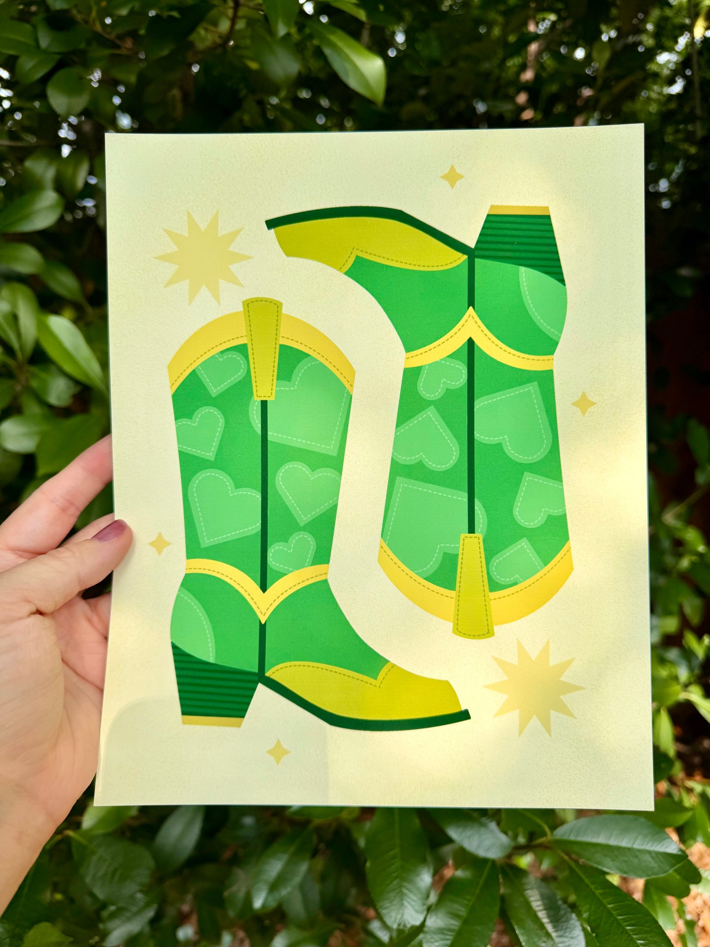 "Green Heart Boots" Print